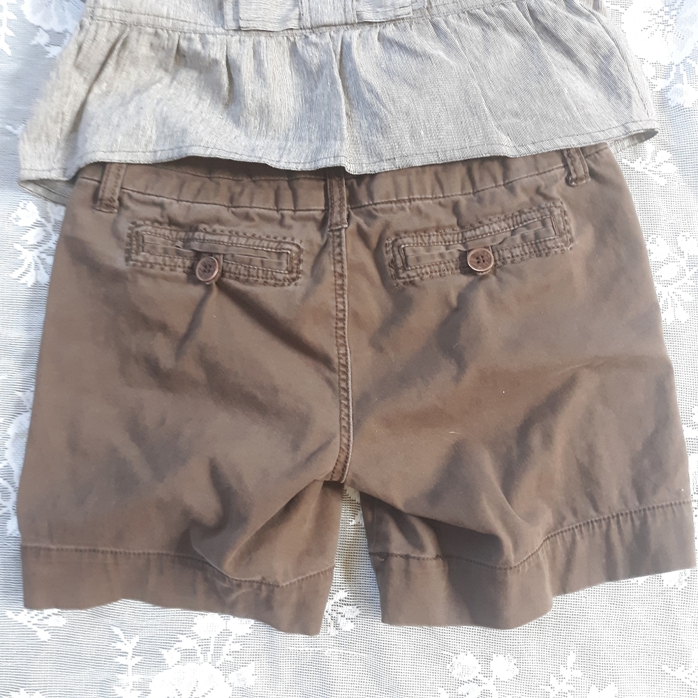 BKE Belle Shorts Brown Chino Stitching Buckle 28